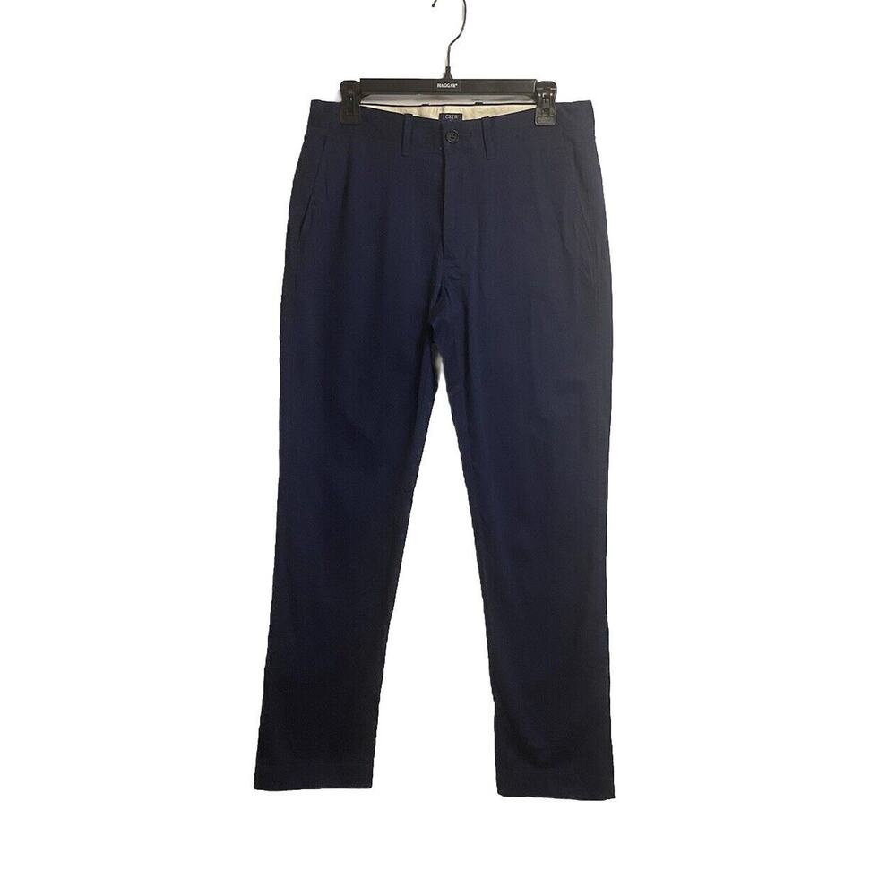 J. Crew Mens Flex Straight Pants Chino Flat Front Stretch Navy Cotton Size 31x32